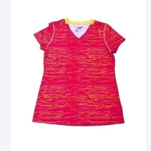 REEBOK Workout Ready short sleeve athletic activewear vneck tee shirt. Playdry